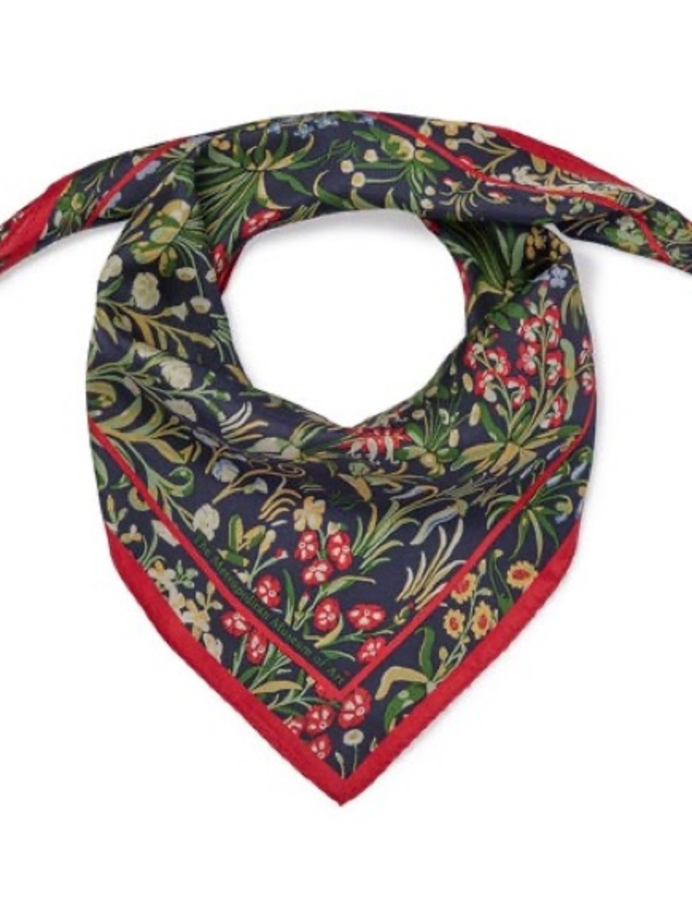 THE MET Silk Cloisters Millefleurs Neckerchief Garden Floral Design Neck Scarf